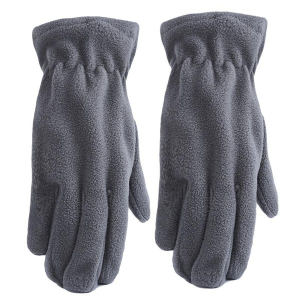 five fingers gloves winter ladies fleece plush solid color wrist full finger mittens fashion female warm 8, Blue;gray